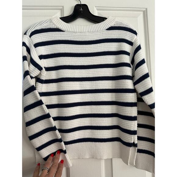 Roxy Women's White Black Striped Print Long Sleeves Crew Neck Sweater Size XS - Picture 4 of 4